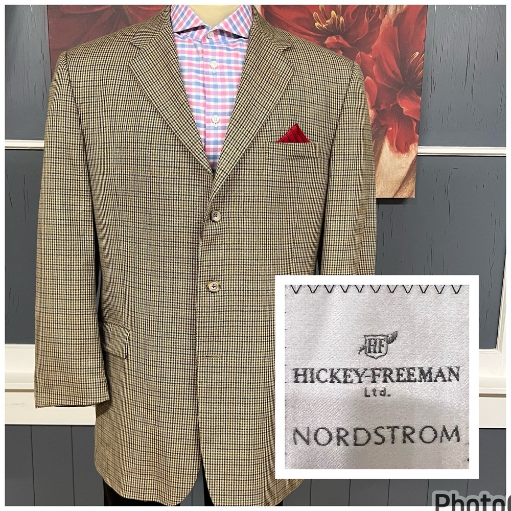 Hickey Freeman Suit Top Jacket Blazer Mens 44L Long (Altered) Wool Silk 3 Button